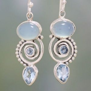 🎀 🆕 moonstone spiral drop earrings silver tone